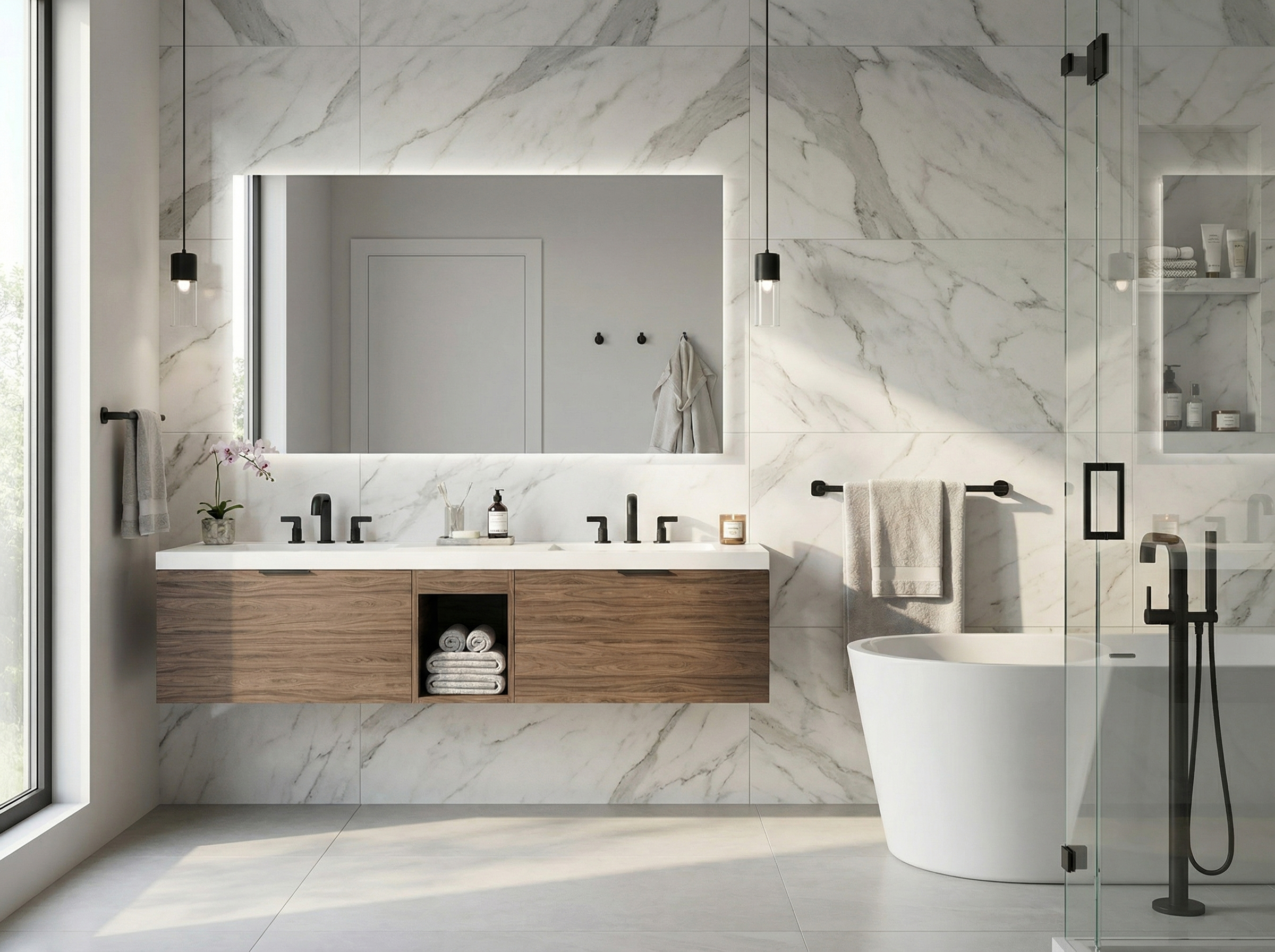 Guilder Modern floating walnut vanity